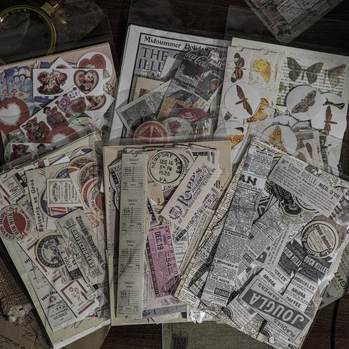 166pcs Per Pack Loose Leaf Clipboard Style Retro Set Series Handbook Decorative Primer Paper DIY Stickers for Back